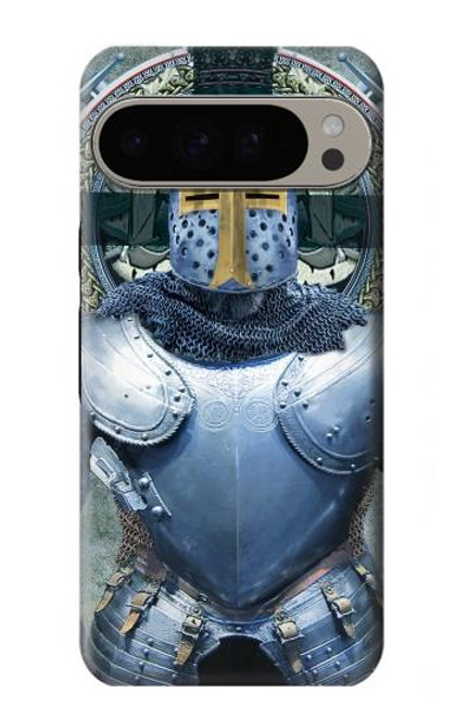 W3864 Medieval Templar Heavy Armor Knight Hard Case and Leather Flip Case For Google Pixel 9 Pro XL