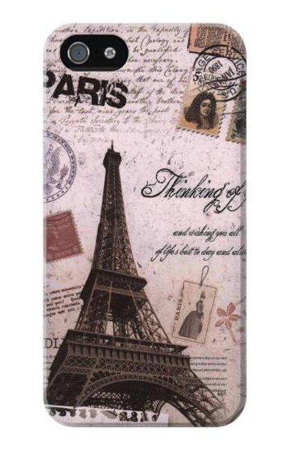 W2211 Paris Postcard Eiffel Tower Hard Case and Leather Flip Case For iPhone 5 5S SE