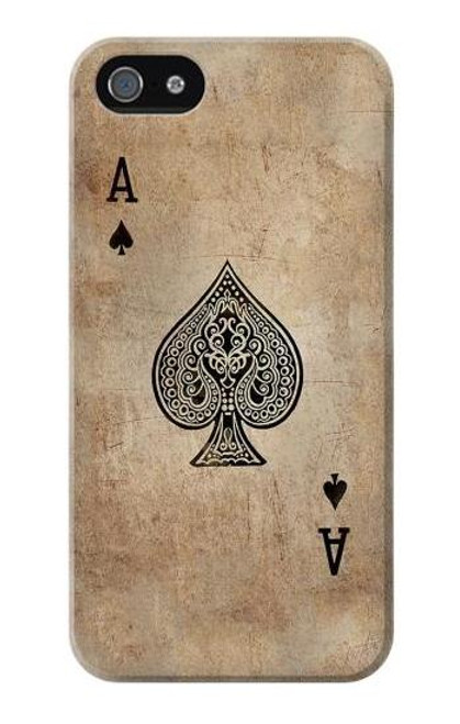 W2928 Vintage Spades Ace Card Hard Case and Leather Flip Case For iPhone 5 5S SE