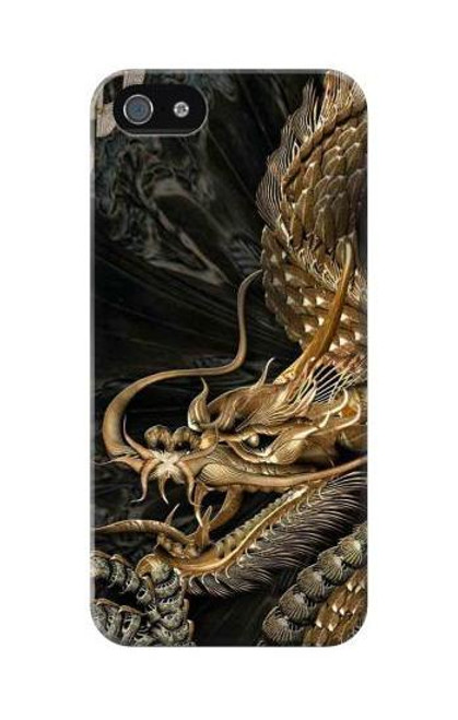 W0426 Gold Dragon Hard Case and Leather Flip Case For iPhone 5C