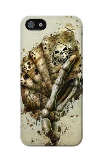 W0550 Skull Card Poker Hard Case and Leather Flip Case For iPhone 5C