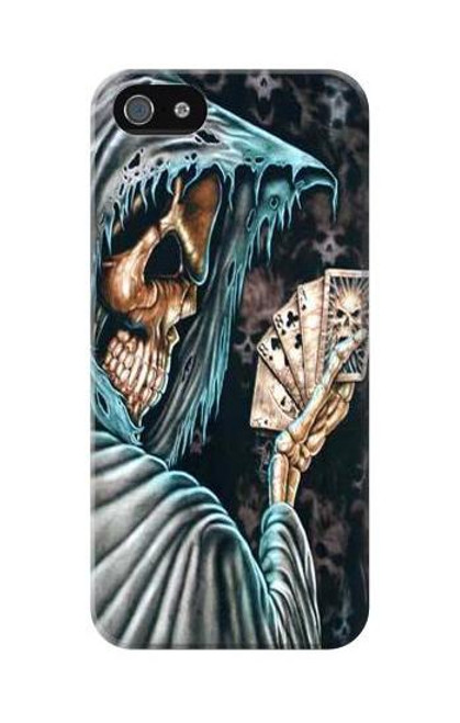 W0748 Grim Reaper Death Poker Hard Case and Leather Flip Case For iPhone 5C