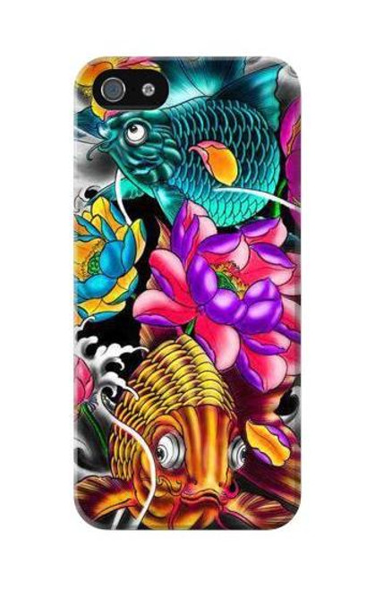 W1630 Fish Japanese Oriental Tattoo Hard Case and Leather Flip Case For iPhone 5C