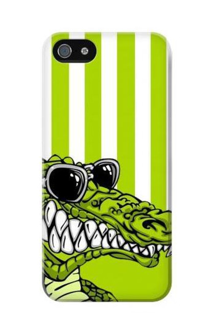 W2323 Funny Green Alligator Crocodile Hard Case and Leather Flip Case For iPhone 5C