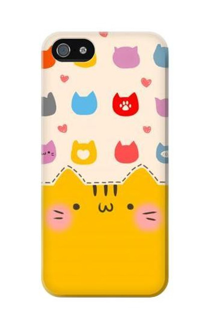 W2442 Cute Cat Cartoon Funny Hard Case and Leather Flip Case For iPhone 5C