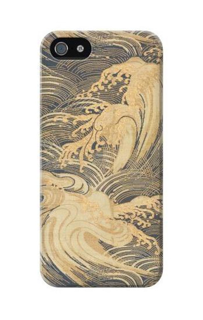 W2680 Japan Art Obi With Stylized Waves Hard Case and Leather Flip Case For iPhone 5C