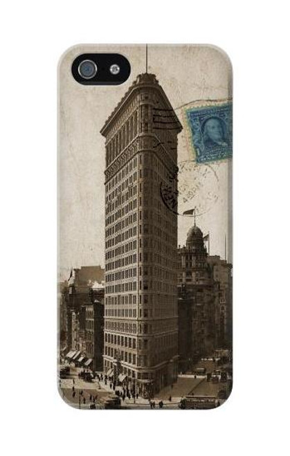 W2832 New York 1903 Flatiron Building Postcard Hard Case and Leather Flip Case For iPhone 5C