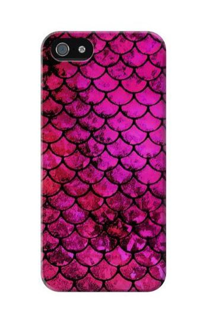 W3051 Pink Mermaid Fish Scale Hard Case and Leather Flip Case For iPhone 5C