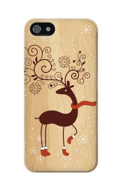 W3081 Wooden Raindeer Graphic Printed Hard Case and Leather Flip Case For iPhone 5C