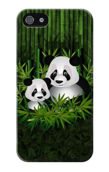 W2441 Panda Family Bamboo Forest Hard Case and Leather Flip Case For iPhone 4 4S