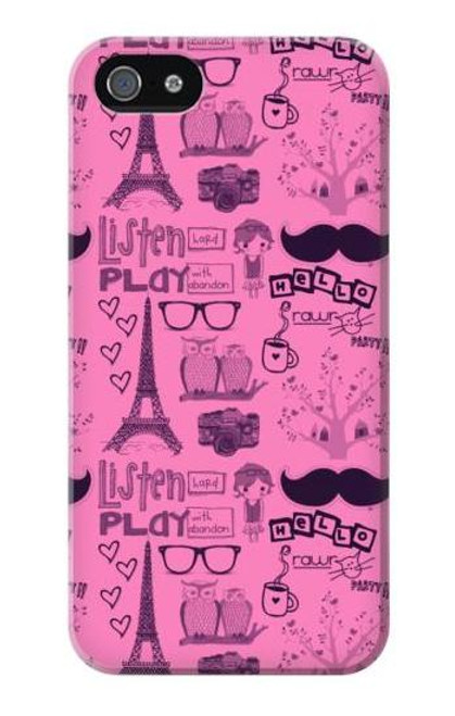 W2885 Paris Pink Hard Case and Leather Flip Case For iPhone 4 4S