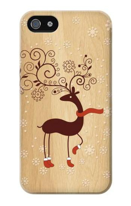 W3081 Wooden Raindeer Graphic Printed Hard Case and Leather Flip Case For iPhone 4 4S