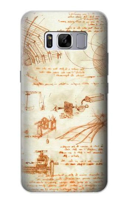 W0566 Technical Drawing Da Vinci Hard Case and Leather Flip Case For Samsung Galaxy S8 Plus