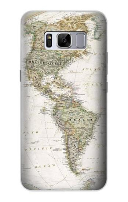 W0604 World Map Hard Case and Leather Flip Case For Samsung Galaxy S8 Plus