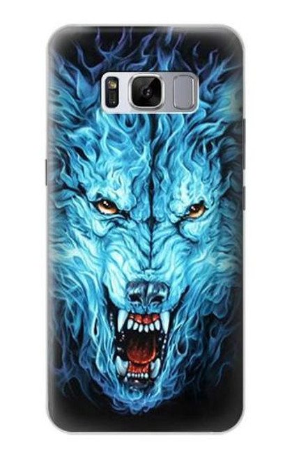 W0752 Blue Fire Grim Wolf Hard Case and Leather Flip Case For Samsung Galaxy S8 Plus