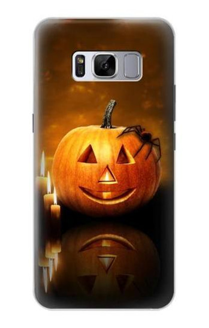 W1083 Pumpkin Spider Candles Halloween Hard Case and Leather Flip Case For Samsung Galaxy S8 Plus