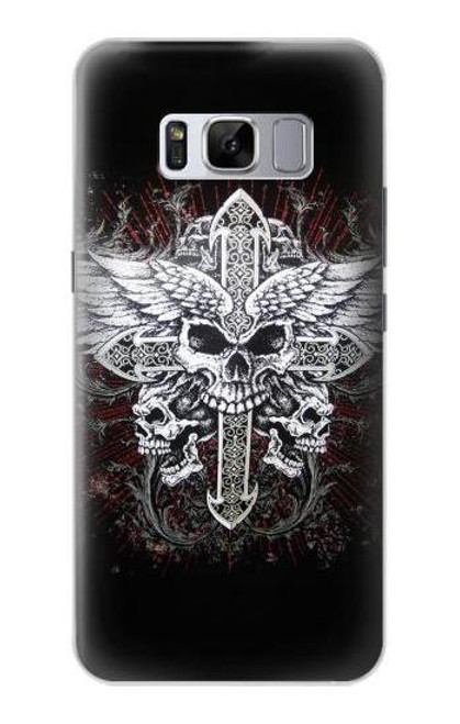 W1434 Skull Wing Tattoo Biker Hard Case and Leather Flip Case For Samsung Galaxy S8 Plus