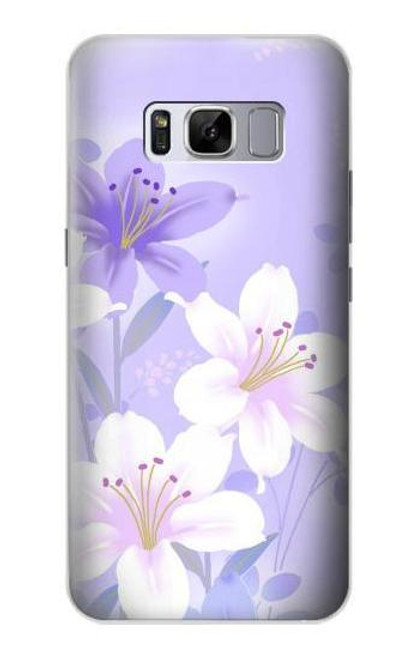 W2361 Purple White Flowers Hard Case and Leather Flip Case For Samsung Galaxy S8 Plus