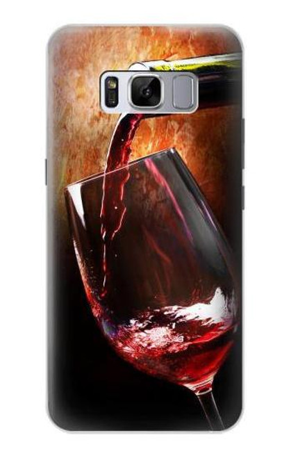 W2396 Red Wine Bottle And Glass Hard Case and Leather Flip Case For Samsung Galaxy S8 Plus