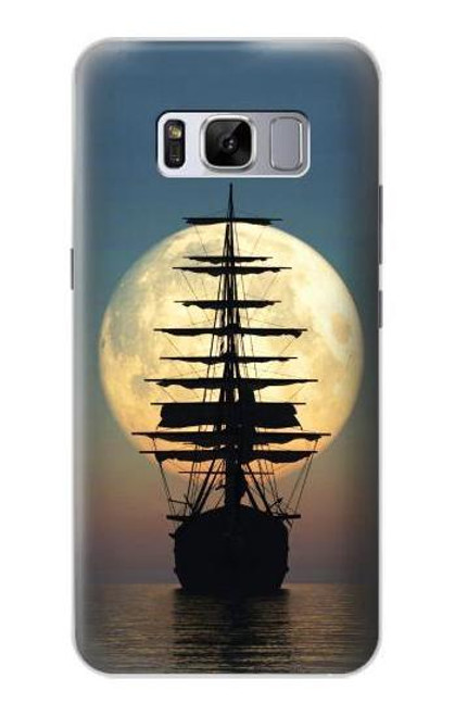 W2897 Pirate Ship Moon Night Hard Case and Leather Flip Case For Samsung Galaxy S8 Plus