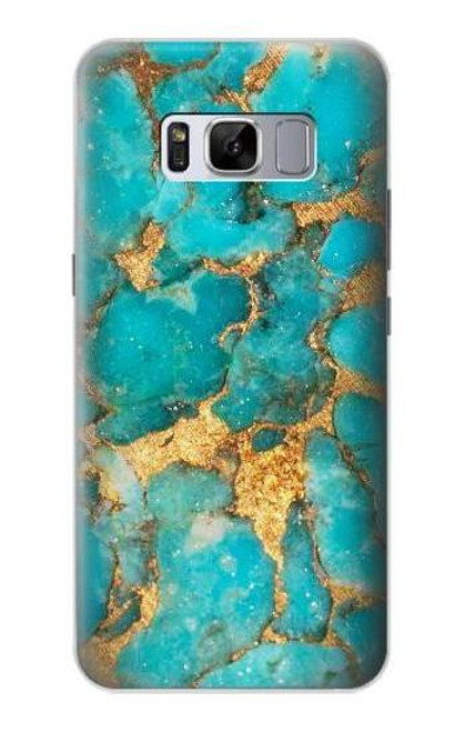 W2906 Aqua Turquoise Stone Hard Case and Leather Flip Case For Samsung Galaxy S8 Plus