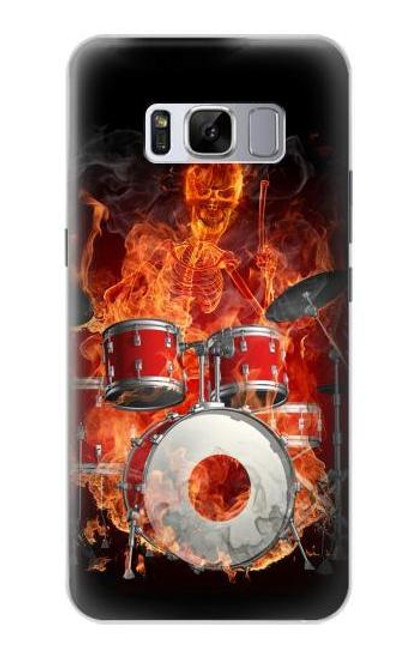 W1431 Skull Drum Fire Rock Hard Case and Leather Flip Case For Samsung Galaxy S8