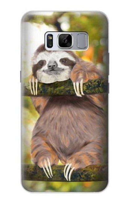 W3138 Cute Baby Sloth Paint Hard Case and Leather Flip Case For Samsung Galaxy S8