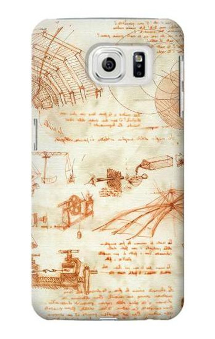 W0566 Technical Drawing Da Vinci Hard Case and Leather Flip Case For Samsung Galaxy S7 Edge