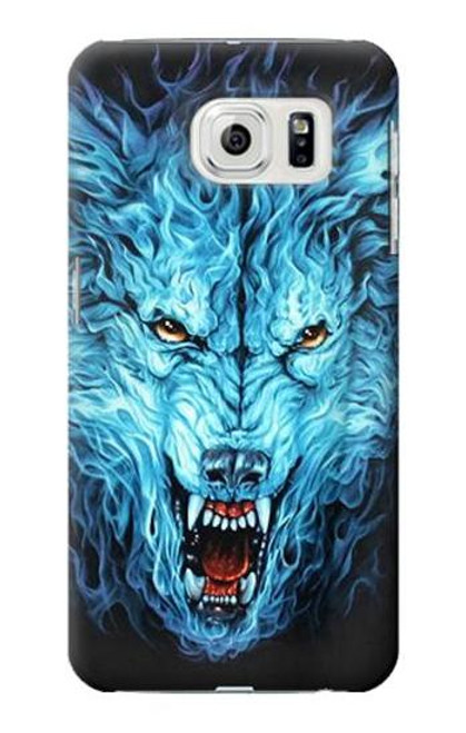 W0752 Blue Fire Grim Wolf Hard Case and Leather Flip Case For Samsung Galaxy S7 Edge