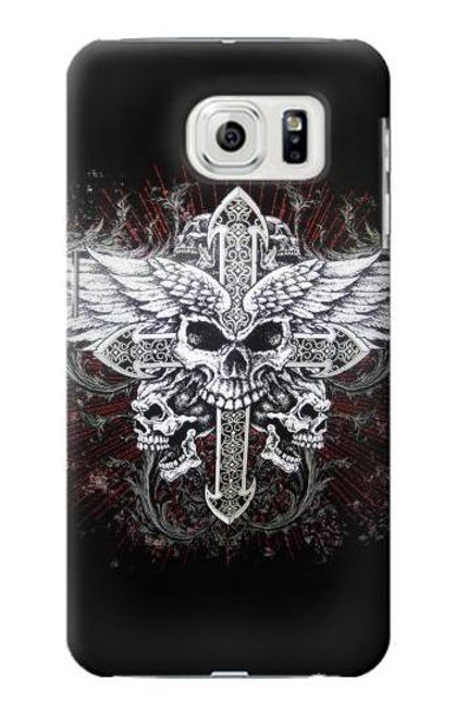 W1434 Skull Wing Tattoo Biker Hard Case and Leather Flip Case For Samsung Galaxy S7 Edge