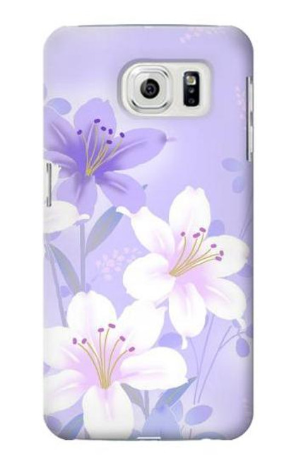 W2361 Purple White Flowers Hard Case and Leather Flip Case For Samsung Galaxy S7 Edge