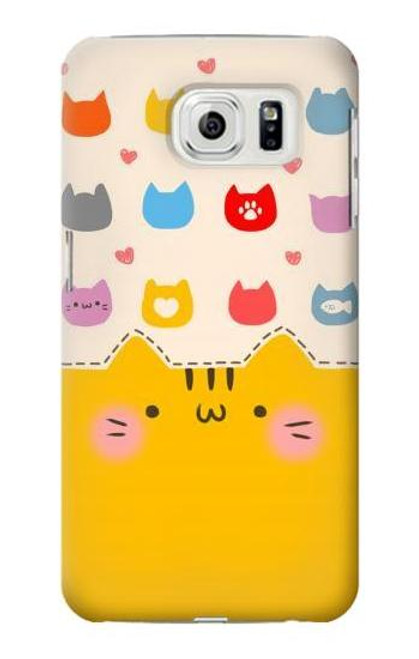 W2442 Cute Cat Cartoon Funny Hard Case and Leather Flip Case For Samsung Galaxy S7 Edge