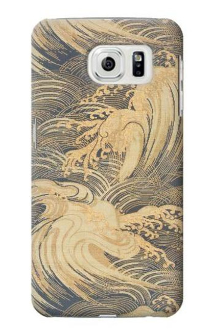 W2680 Japan Art Obi With Stylized Waves Hard Case and Leather Flip Case For Samsung Galaxy S7 Edge