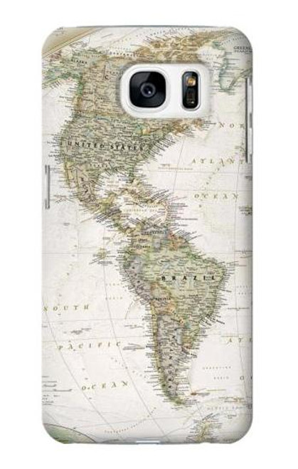 W0604 World Map Hard Case and Leather Flip Case For Samsung Galaxy S7