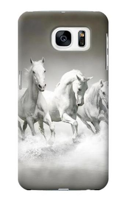 W0933 White Horses Hard Case and Leather Flip Case For Samsung Galaxy S7