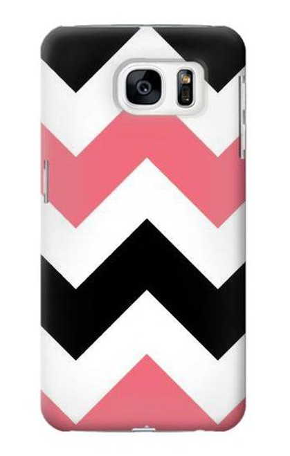 W1849 Pink Black Chevron Zigzag Hard Case and Leather Flip Case For Samsung Galaxy S7