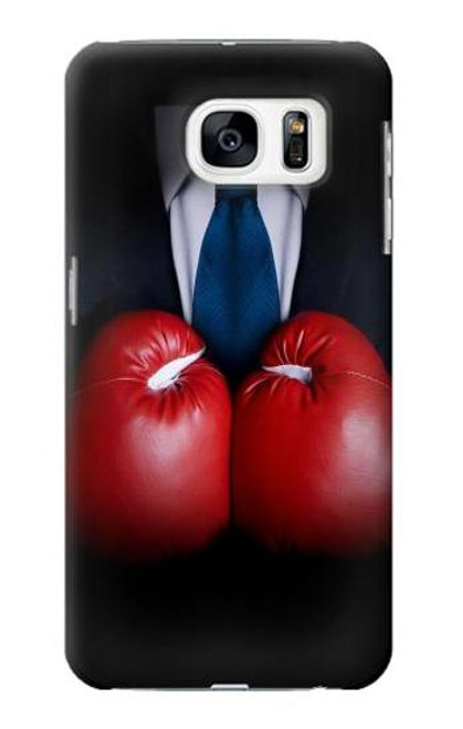 W2261 Businessman Black Suit With Boxing Gloves Hard Case and Leather Flip Case For Samsung Galaxy S7