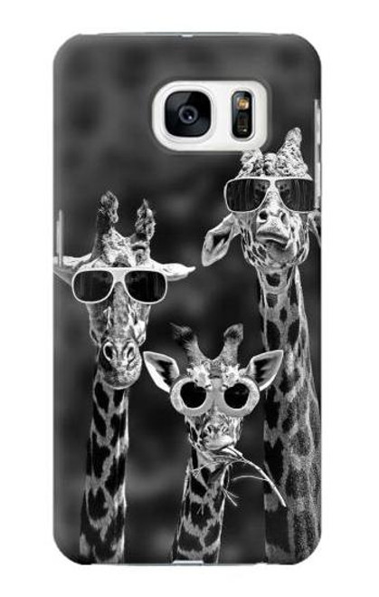 W2327 Giraffes With Sunglasses Hard Case and Leather Flip Case For Samsung Galaxy S7