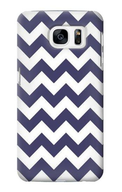 W2345 Navy Blue Shavron Zig Zag Pattern Hard Case and Leather Flip Case For Samsung Galaxy S7