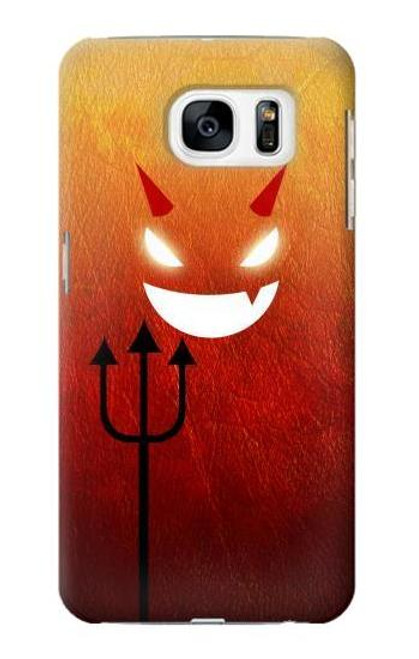 W2454 Red Cute Little Devil Cartoon Hard Case and Leather Flip Case For Samsung Galaxy S7