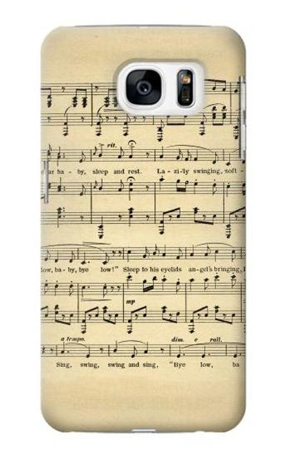 W2504 Vintage Music Sheet Hard Case and Leather Flip Case For Samsung Galaxy S7