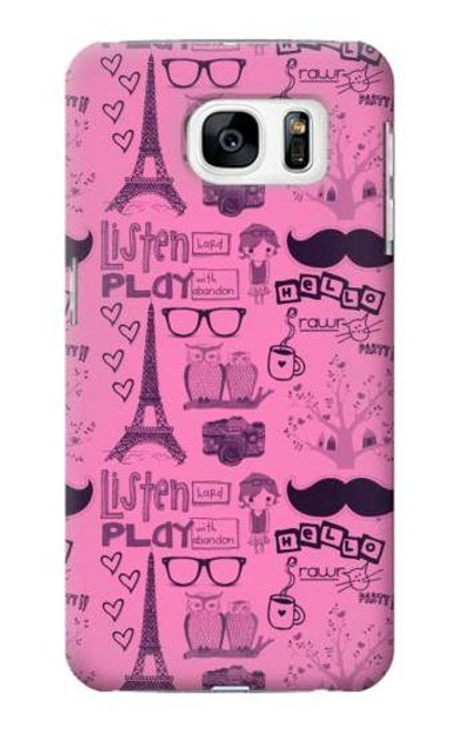 W2885 Paris Pink Hard Case and Leather Flip Case For Samsung Galaxy S7