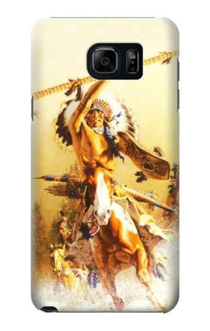 W1087 Red Indian Warrior Hard Case and Leather Flip Case For Samsung Galaxy S6 Edge Plus