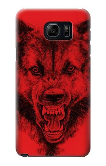 W1090 Red Wolf Hard Case and Leather Flip Case For Samsung Galaxy S6 Edge Plus