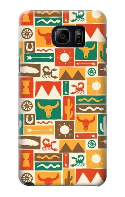 W1873 Western Pattern Hard Case and Leather Flip Case For Samsung Galaxy S6 Edge Plus