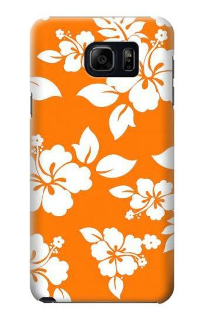 W2245 Hawaiian Hibiscus Orange Pattern Hard Case and Leather Flip Case For Samsung Galaxy S6 Edge Plus