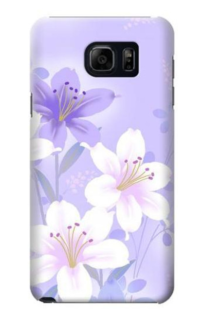 W2361 Purple White Flowers Hard Case and Leather Flip Case For Samsung Galaxy S6 Edge Plus