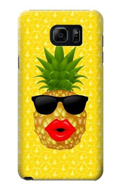 W2443 Funny Pineapple Sunglasses Kiss Hard Case and Leather Flip Case For Samsung Galaxy S6 Edge Plus