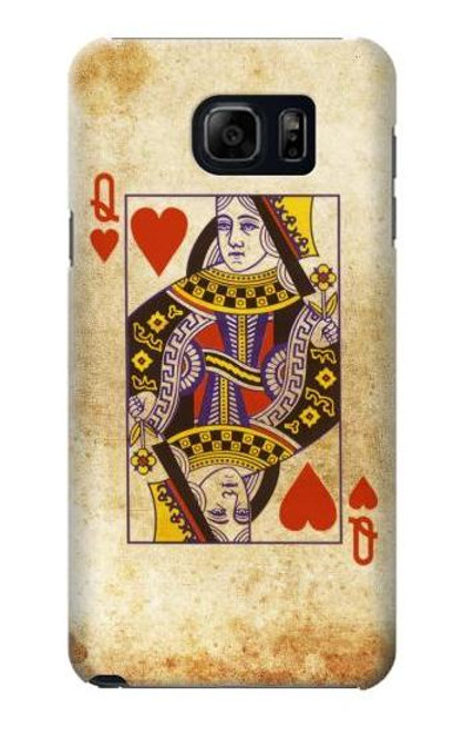 W2833 Poker Card Queen Hearts Hard Case and Leather Flip Case For Samsung Galaxy S6 Edge Plus