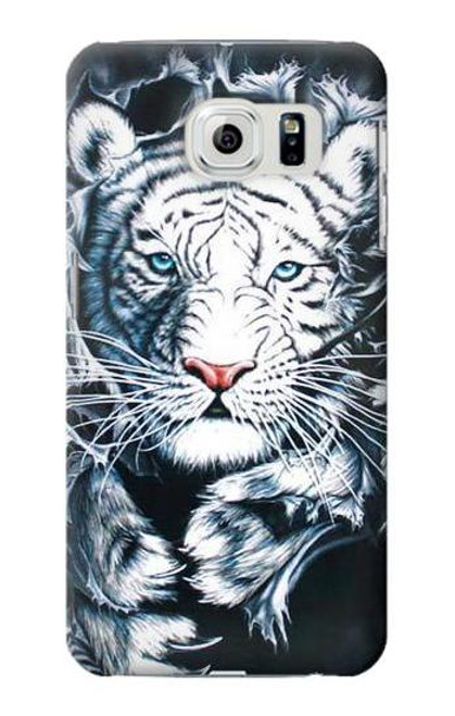 W0265 White Tiger Hard Case and Leather Flip Case For Samsung Galaxy S6 Edge